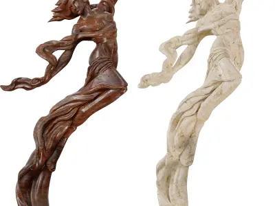 Floating Female Figure Sculpture Low-poly 3D model