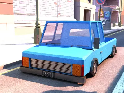 Cartoon Track Blue Free low-poly 3D model