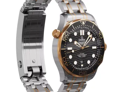 Omega Seamaster Diver 300M gold on steel 3D model