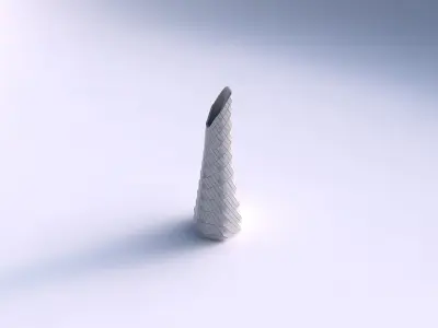 Vase top bent hexagon with twisted grid plates 3D print model