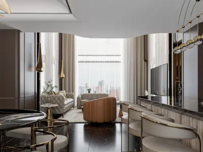 Luxury Apartment level one interior design  3D model