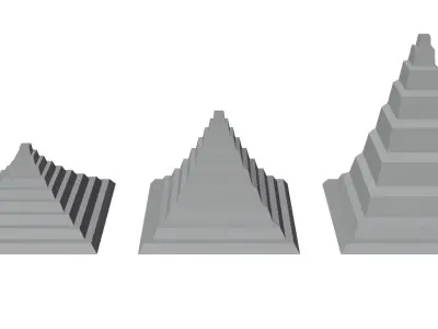 Curved Staired Pyramid - 3 Shapes Low-poly 3D model
