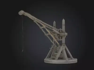Siege Tower Crane Medieval Wood STL OBJ 3D model