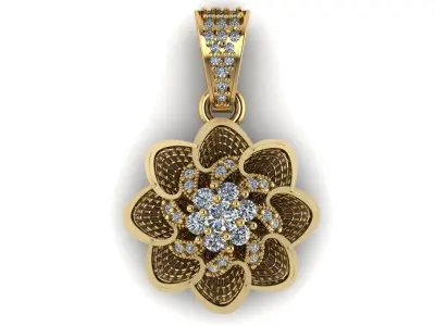 SUN FLOWER DESIGN DIAMOND LOCKET SET 3D PRINTABLE MODEL  3D print model