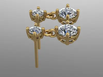 Diamond jewelry earring Coloured Classic E04 3D print model 3D print model