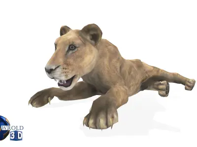 Lion Female Rigged Animated 3D Model Low-poly 3D model