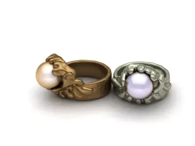 Stylized Pearl Ring  High-Quality 3D Jewelry Model 3D print model