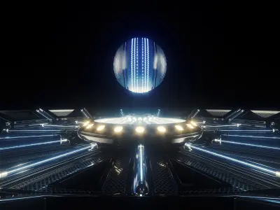 Futuristic Cricket Ball and Stage 3D model