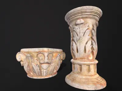 Marble Floral Garden Decoration Low-poly 3D model