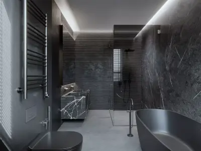 Luxury Modern Black Marble Bathroom 014 3D model