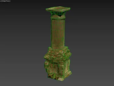 Scanned photorealistic old pillar for grave decoration Low-poly 3D model