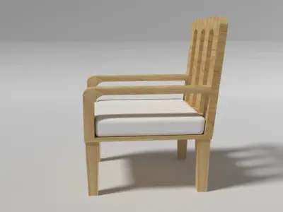3D Modern White Wooden Sofa Chair Low-poly 3D model