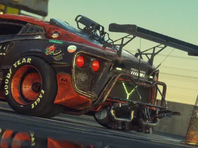 Cyberpunk Flanker-F C4d and Octane scene Low-poly 3D model