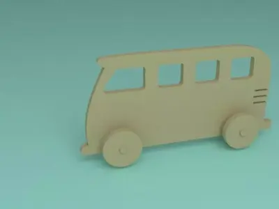 toy wooden campbus 2d 3D model