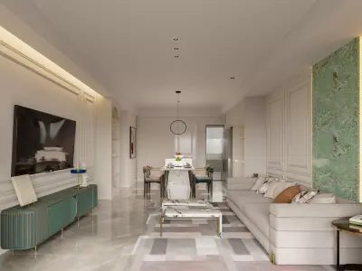 Luxury living room dining room interior scenes 52 3D model