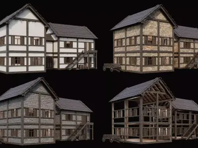 Medieval Village Pack 7 - 4 Assets - 4K Textures Game Ready Low-poly 3D model