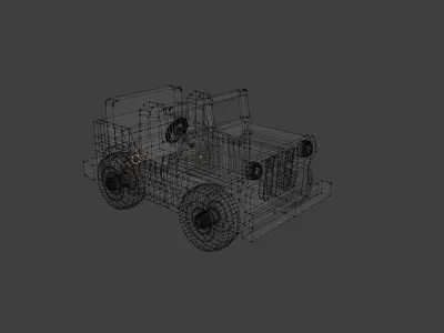 A Toy car SUV made of wood Low-poly 3D model