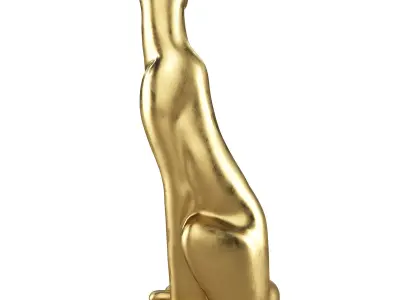 Deco Figurine Sitting Leopard Gold 150cm 3D model