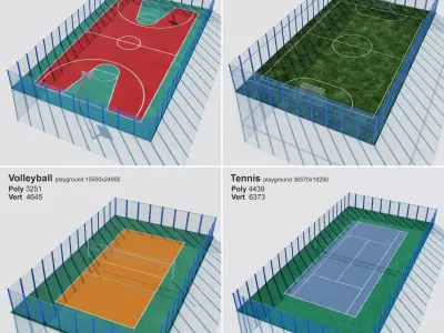 Set sport playground Low-poly 3D model