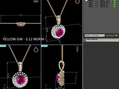 Solitaire Women Pendants 3dm STL OBJ FBX Render Details 3D print model 7