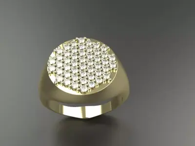 Diamond Signet Ring Gold Silver Platinum Luxury Jewelry 3D print model