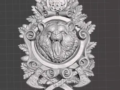 Viking Roaring Bear Wall Mounted 3D print model