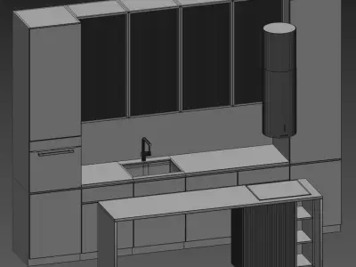 Kitchen 7 modern with marble counter tops 3D model