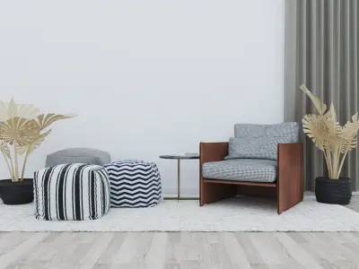 Interior house set - livingroom and bedroom 3D model