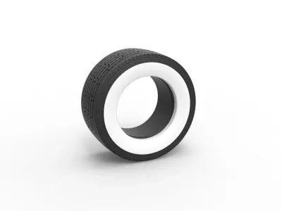 Super single semi Whitewall tire Version 3 Scale 1 to 25 3D print model