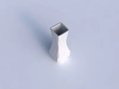 Vase larger opening rectangle with fine organic cells 3D print model