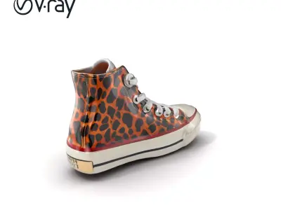 Cheetah Print High-Top Sneaker model pack Low-poly 3D model