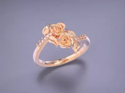 Flower jewelry ring 3D print model