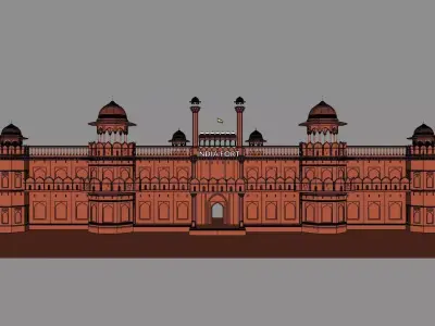 Indian Red Fort mini2 Detailed Low-poly 3D model