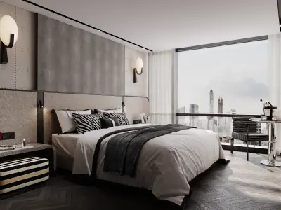  hotel bedroom interior 08 3D model