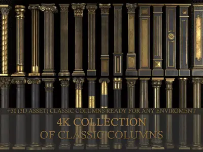 4K Classic Columns   Low-poly 3D model