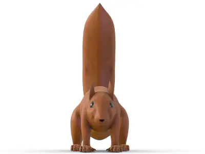 High Poly Forest Wild Red Squirrel Low-poly 3D model