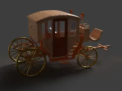 Chinese ancient wooden  carriage   Low-poly 3D model