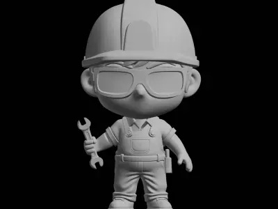 Chibi Engineer 3D Print Model Cartoon Character 3D print model