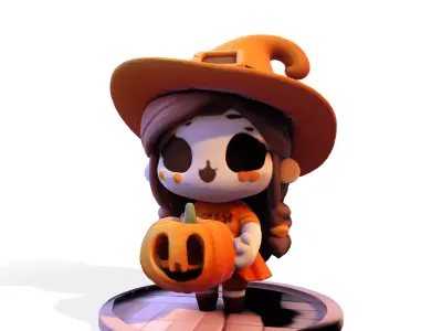 Chibi Halloween Witch 3D print model