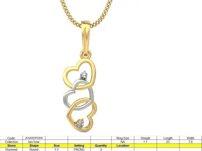 Solitaire Women Heart Pendant 3dm STL OBJ FBX Renders Details 3D print model