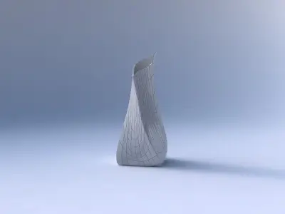 Vase twisted squeezed and bent quadratic 2 with wavy grid plates 3D print model