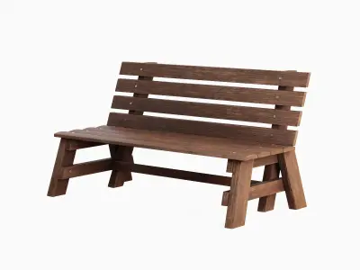 Wooden Outdoor Bench A 06 Low-poly 3D model