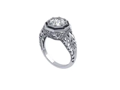 Art Deco Ring 3D print model 11