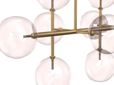 Glass Globe Mobile Linear Chandelier 3D model