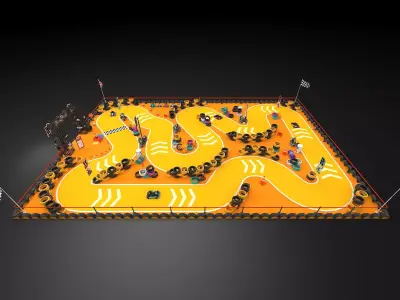 Go-kart bumper car Low-poly 3D model