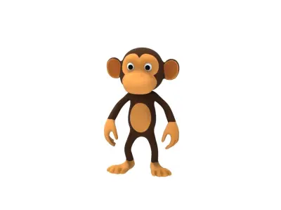 Monkey Rigged And Animation For Game Low-poly 3D model