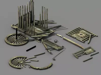 Game Elven Mountain - Broken - Chariot 01 3D model