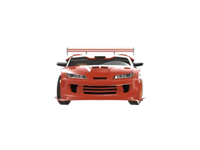 Stylized Orange Sports Car Low Poly Vehicle with Highly detailed 3D model