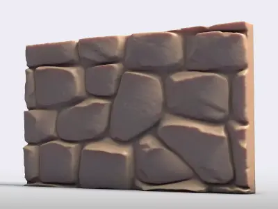 Rough Stone Wall Section High Detail 3D print model