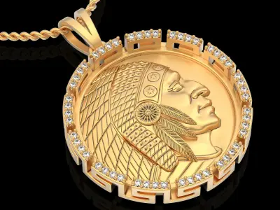 Indian pendant  gold printable jewelry 3D print model